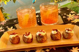 Bourbon Aperol Fall Cocktails For Two, Served With Mini Baked Potatoes